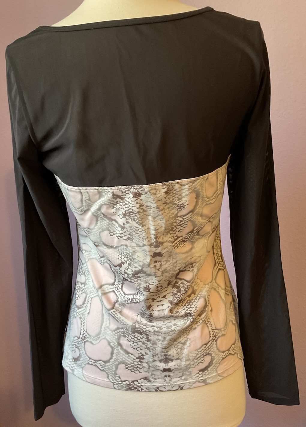 Venus Black Python Long Sleeve Mesh Open Chest Si… - image 4