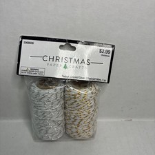Christmas Twine silver/white gold/white 75 ft total, 25 Yards