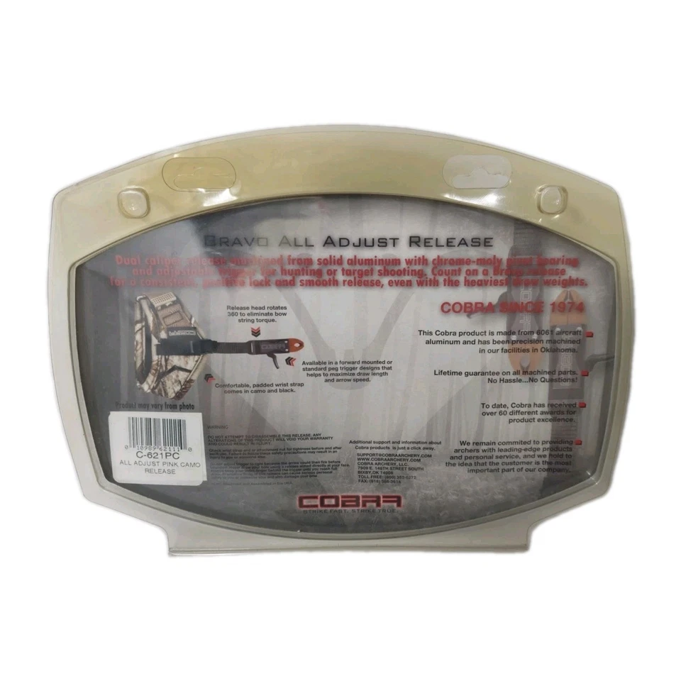 Cobra Archery Bravo All Adjust Trigger Release: Pink Camouflage Camo: C-621PC - Image 4 of 4