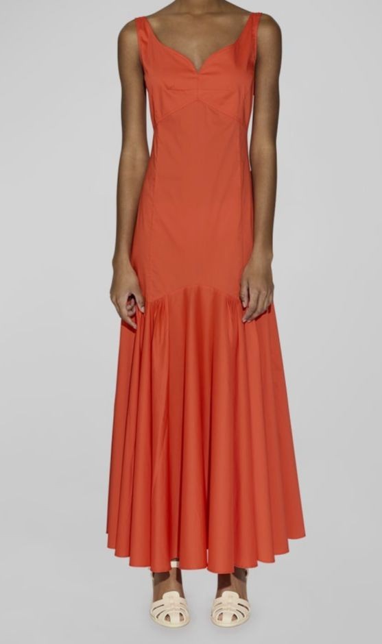 CALLAS Milano Women's Orange Kinley Sleeveless A-Line Maxi Dress Size 46