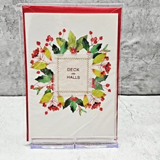 Hallmark Signature Christmas Greeting Card Deck The Halls Fabric Floral 5x7