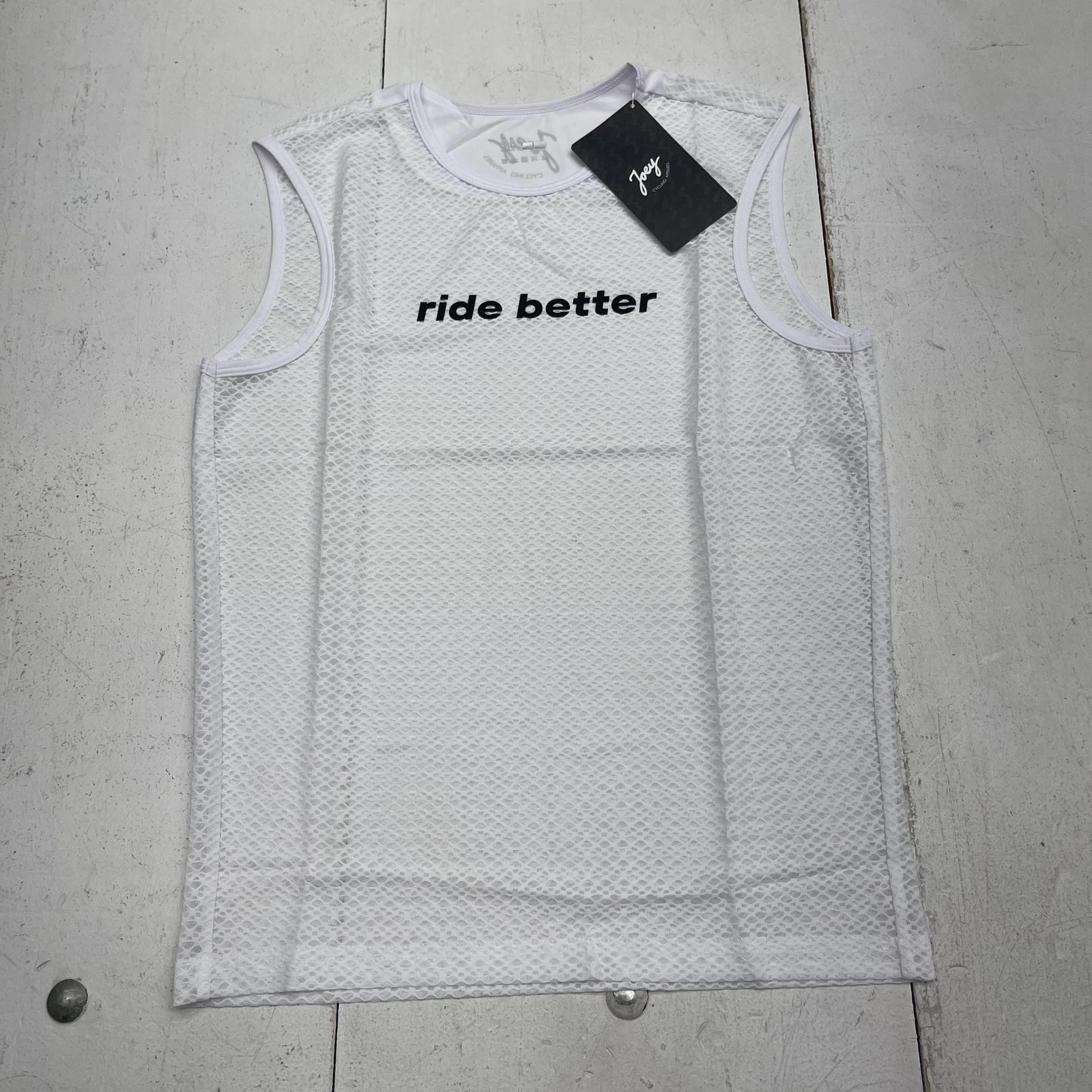 Joey Cycling Apparel Tank Top Mens Large White Base Layer Mesh Cycling Bike