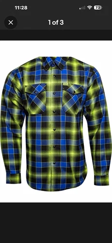 Dixxon Men's Limited Edition Plaid Flannel Shirt Blue/Green/Black L Pockets - product listing photo