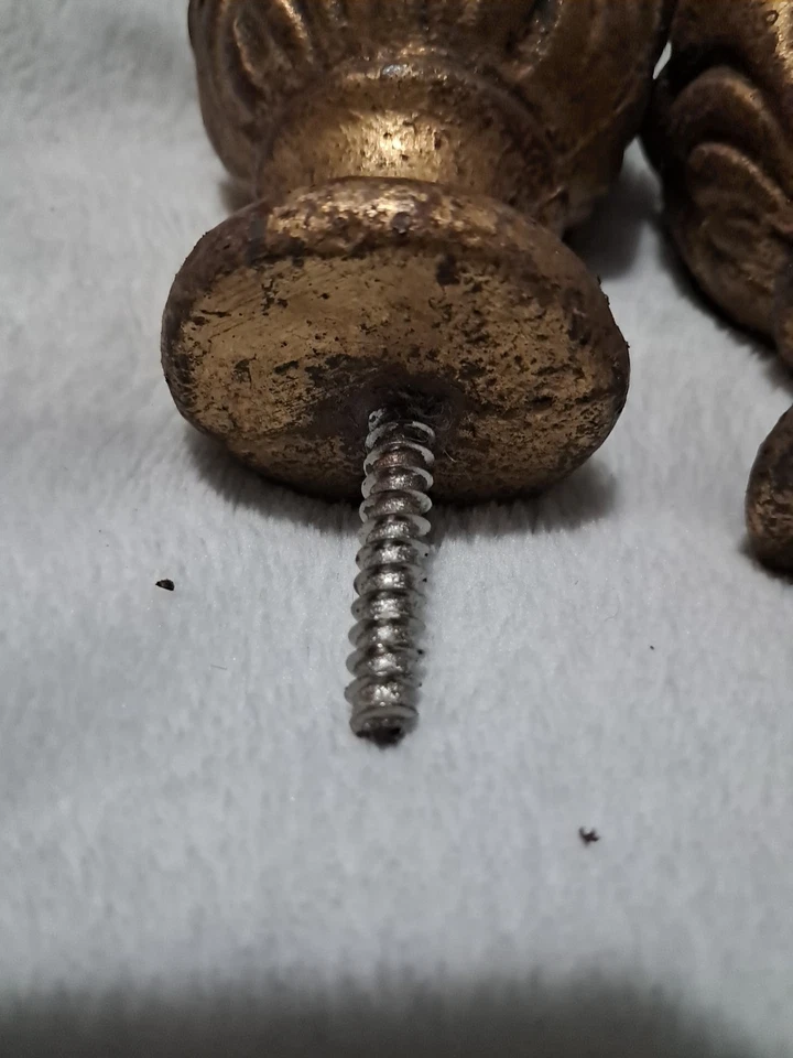 Старинный латунный сосновый набор из 4 флеронов лестница, занавеска или постельный столб  - Изображение 3 из 4