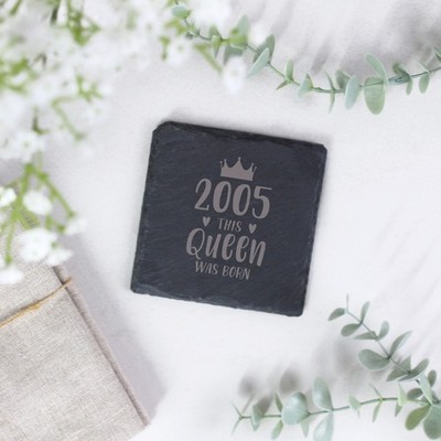2005 This Queen Was Born Quadratische Untersetzer 21. Geburtstag Geschenk für Sie