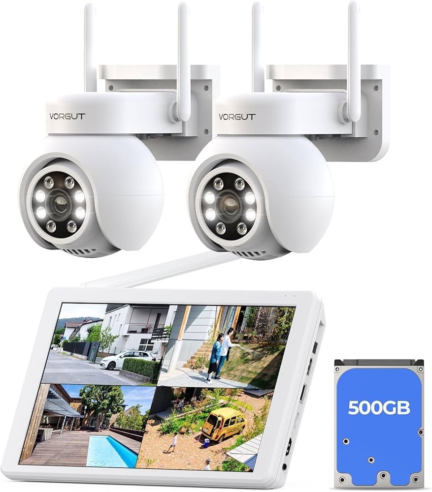 （1ZP）VORGUT Wireless Security Camera System 10&rdquo; LCD 2C