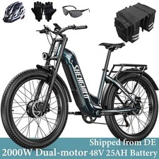 Bicicleta Eléctrica 2000W Hombre EBike 48V25AH Dual Motor E Mountainbike 26 Pulgadas 45KMh