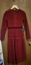 Lulus Womens Burgundy Embroidered Long Sleeve Dress Size Small