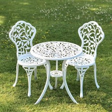 Deluxe Cast Aluminium "Rosette" White Two Seater Bistro Set