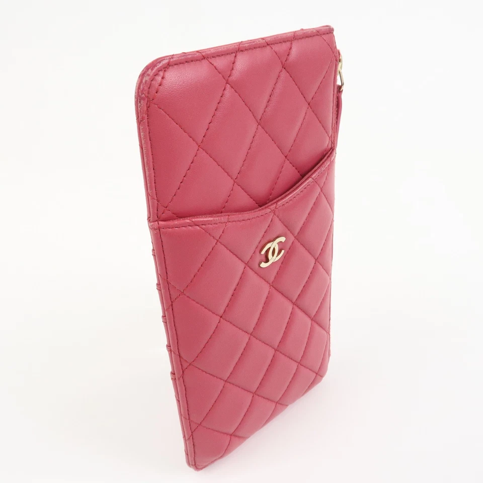 CHANEL COCO Mark Matelasse Lamb Skin Card Fragment Case Pink AP0225 Used F/S - Image 4 of 4