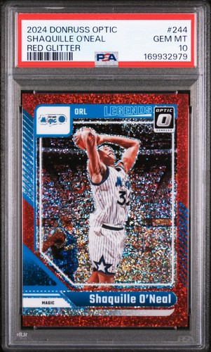 Shaquille O'Neal 2024 Donruss Optic #244 Red Sparkle Glitter /75 PSA 10 GEM MINT