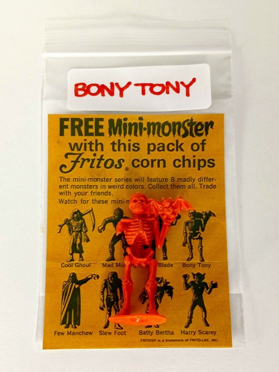 1960's FRITOS MINI MONSTERS MPC FIGURE ORANGE BONY TONY SKELETON