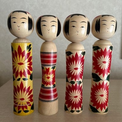 Yoshinobu Kakizawa [Naruko style] Traditional Kokeshi doll x4 Korenobu 19cm