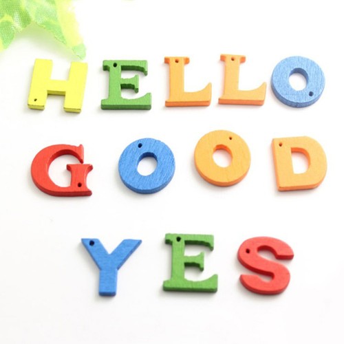 100 Pcs Letter Wooden Buttons Child Alphabet Sewing for Clothing - Picture 7 of 11