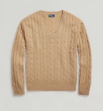 POLO RALPH LAUREN Relaxed Fit Cable Cashmere Sweater NWT 498 Size S