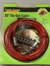 Canine Country 30Ft Tie -Out Cable Tangle Resistant Durable Long Lasting Red NWT