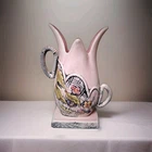 Vintage Hull USA Pottery C-55 Pink Floral Double Handle Vase BLOSSOM FLITE T7