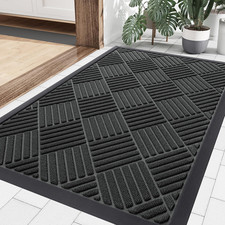 Front Door Mat outside Entrance, Heavy Duty Outdoor Indoor Natural Rubber