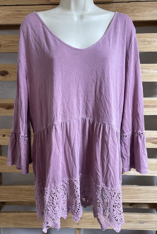 Sonoma Goods For Life Casual 3/4 Bell Sleeve Blouse Women's XL Dusty Rose TC JD