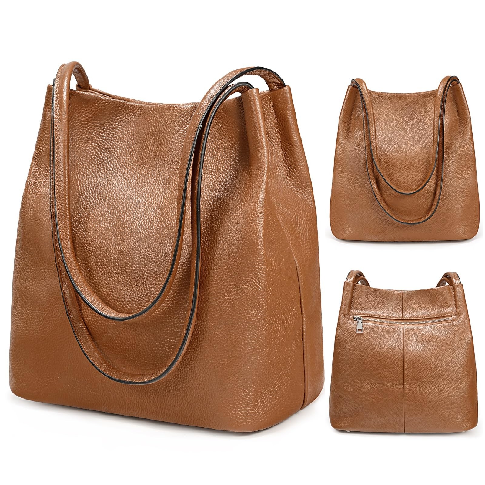 Women's Soft Genuine Leather Tote Bucket Bags Hobo Shoulder 
