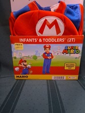 Super Mario Toddler Kids 2t Blue Red Mario Halloween Costume, Hat