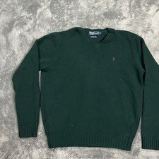 Polo Ralph Lauren 100 Lambswool Sweater Men s XL Green Italian Yarn Preppy Y2K