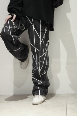Hand Painted Unique Denim Jeans Reflective Art Piece 1/1 Streetwear Designer Ber