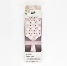 MacKenzie Childs Large Wet Brush   Pink Rosy Check OG Detangler Hair Brush NEW