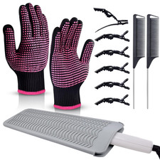 Heat Resistant Gloves, 2 Pcs Professional Heat Gloves for Hair Styling Silicone