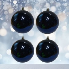 4 Large Christmas Baubles 10cm Shiny Night Blue Tree Ornament Decoration