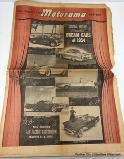1954 Newspaper General Motors Motorama Car Show Los Angeles Auto Advertising