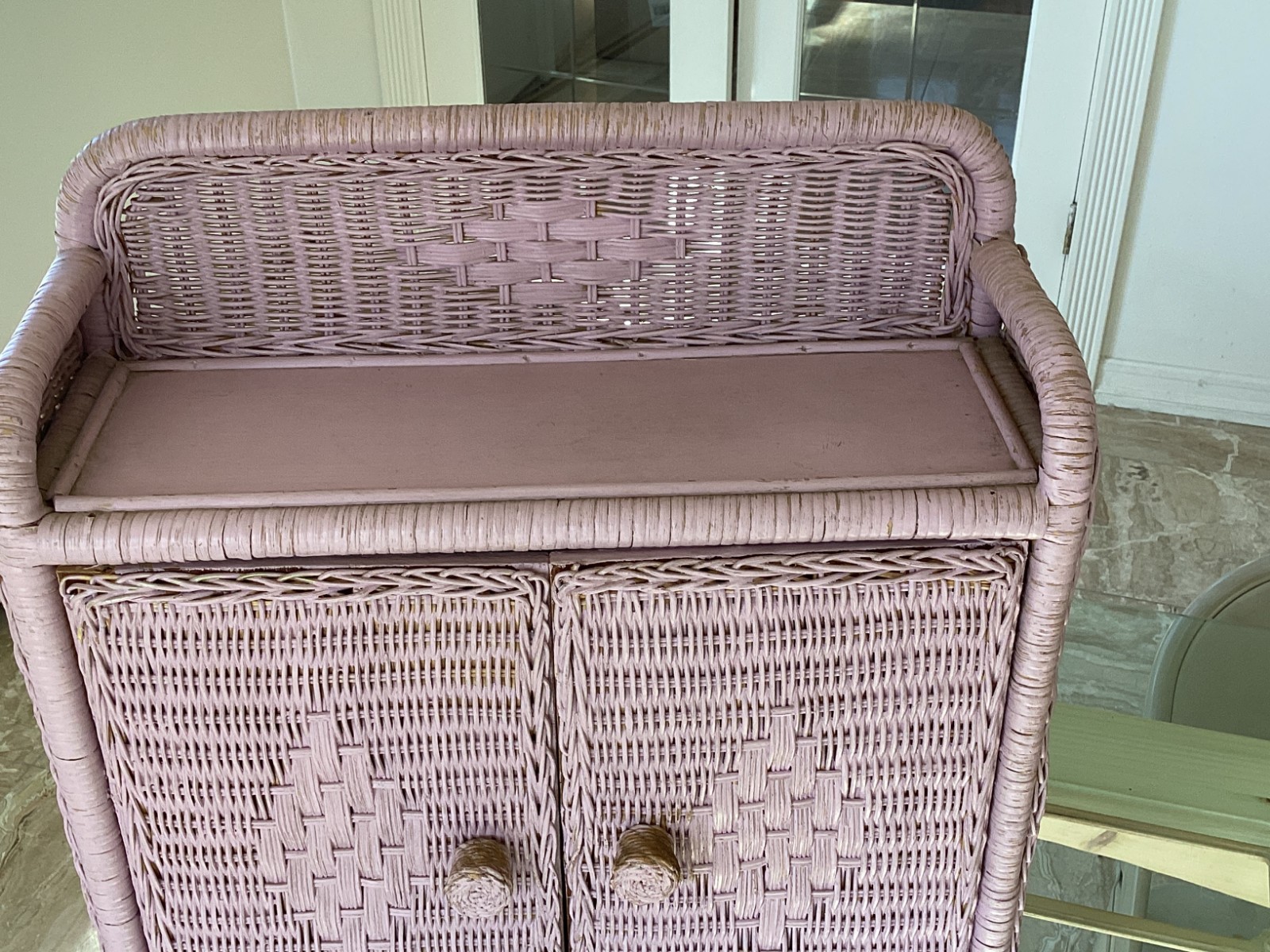 Mid Century Antique Vintage Purple Hanging / Countertop Kitchen Cabinet