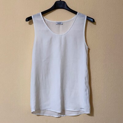 LIU JO White Classic Casual Basic Boho Stylish Sleeveless Tank Top