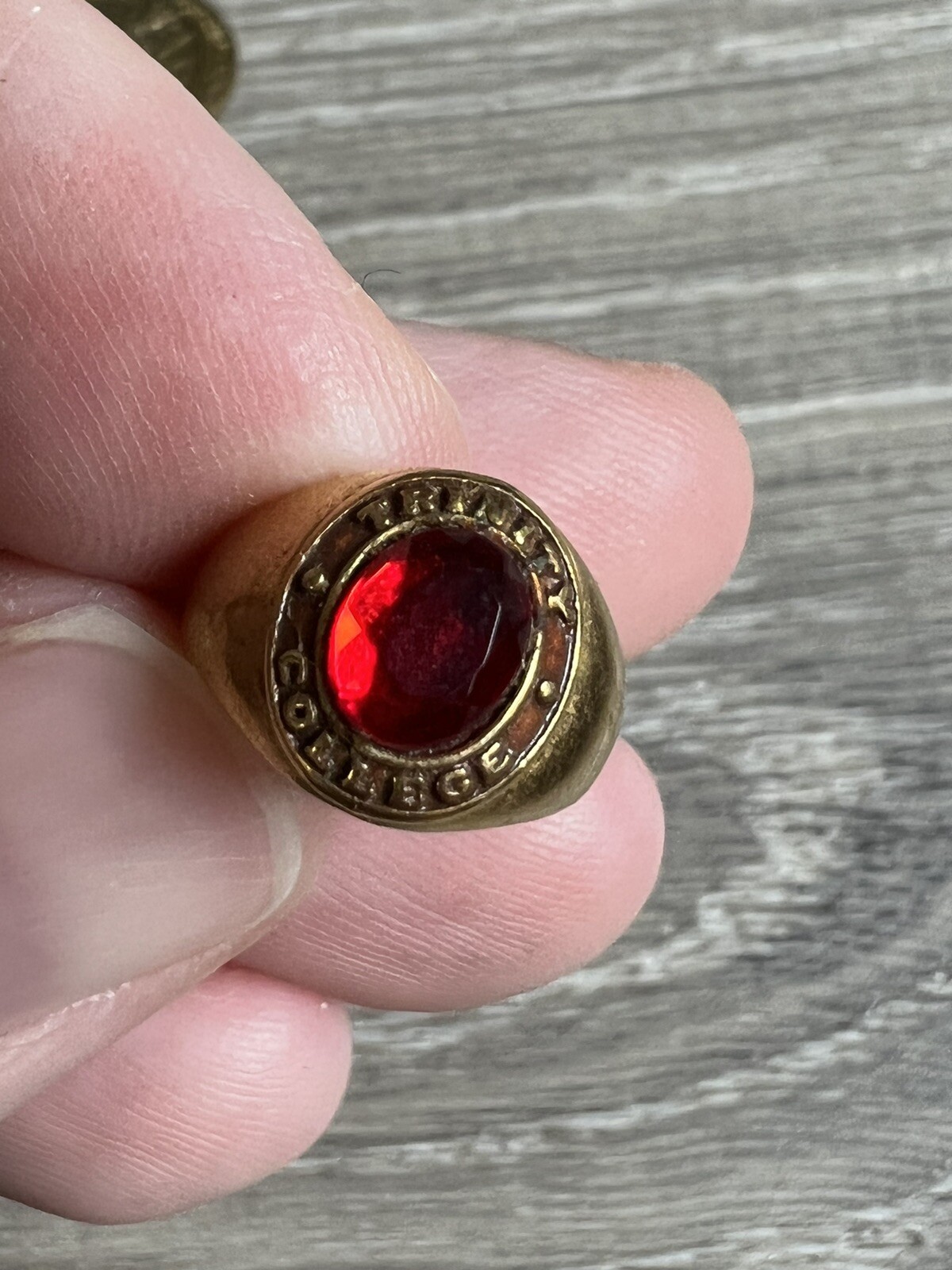 vintage charm bracelet Ruby trinity college ring … - image 3