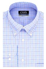 Chaps Regular-Fit Shirt Non-Iron Button-Down Flex Collar 100% Cotton Blue