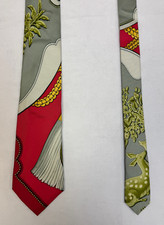 Hermes Paris Silk Multicolor Deer Necktie, Made In France