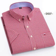 Mens Dress Oxford Shirts Formal Business Short Sleeves Cotton Casual Shirts Top