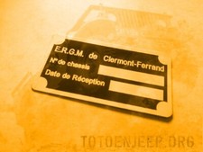 HOTCHKISS M201 ERGM 2 MESSING LABEL PLAKETTE ..... - JEEP WILLYS