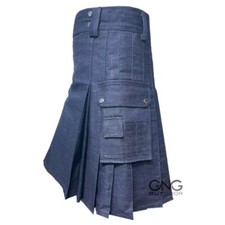 Men's Blue Denim Scottish Fashion Utility kilt Sports kilt Size 28-62