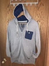Element Skate Hoodie Men Medium Gray Blue Full Zip Sweatshirt Skateboarder BAM