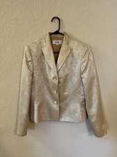 Le Suit Woman s Blazer White With Gold Accent Size 10