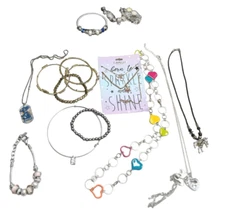 Girls (ages 6-12) jewelry lot set of 14 bracelets, horse pendant silver  necklac