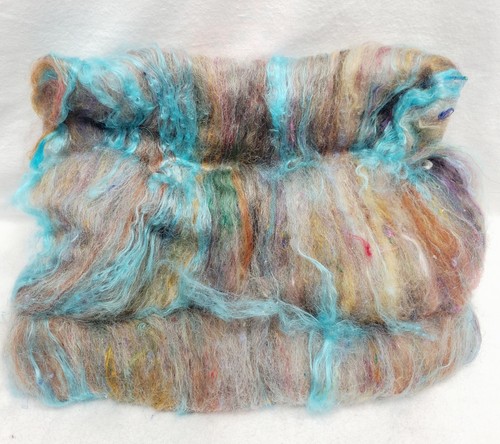 Carded Art Batt 3.25 Oz Merino Top Wool Hand Dye Alpaca Silk Fiber Multicolor - Picture 9 of 18