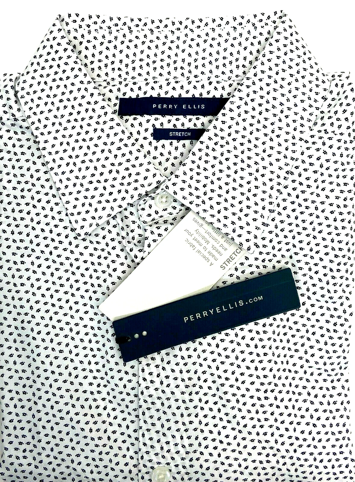 $79.50 Perry Ellis Men's, Ditsy Floral Print Long Sleeve Stretch Shirt,White, 2X