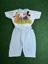 Vintage 80s Walt Disney Co Baby Mickey Pluto Size 1/2 14-18lbs Snap Pajamas