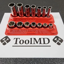 Snap-on Tools NEW 14pc 3/8" Drive SAE 6-Point Deep & Shallow Chrome Socket Sets