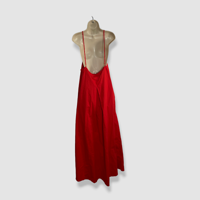 Bird & Knoll Munroe Godet-Skirt Cotton Poplin Maxi Dress, Berry Red, Women's, XL, Casual & Work Dresses Maxi Dresses