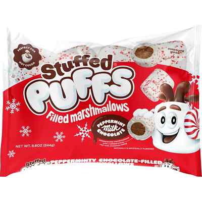 Stuffed Puffs 8.6 oz PEPPERMINT MILK CHOCOLATE Filled Marshmallows * BB 7/2025 *