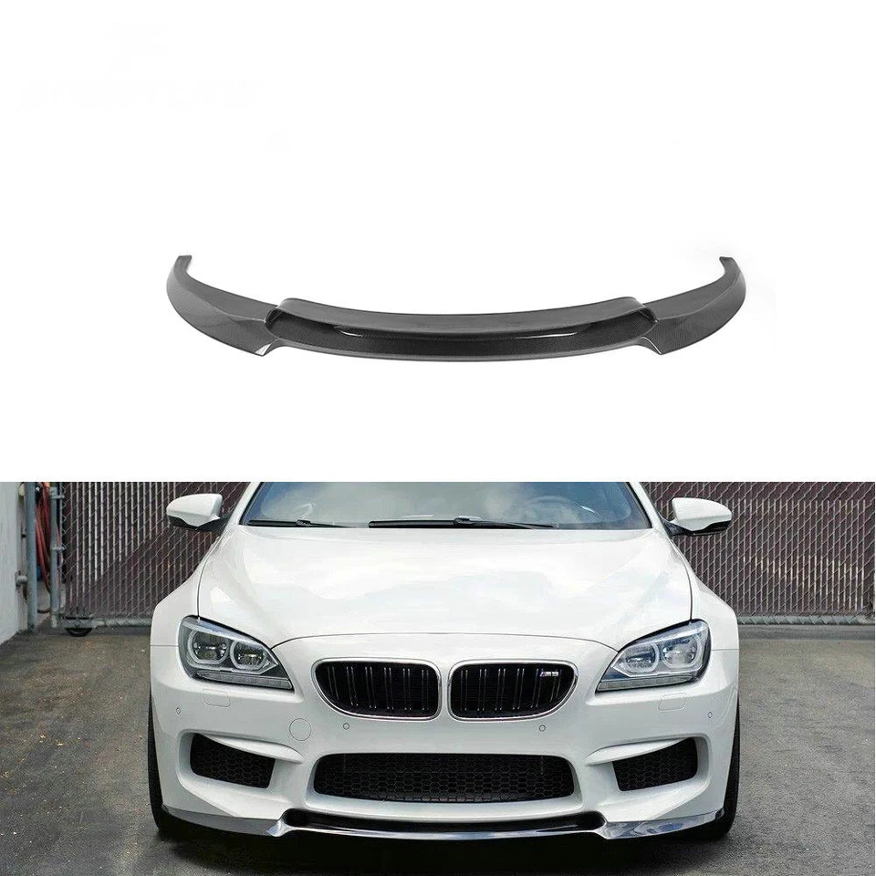 Labio de alerón de parachoques delantero de fibra de carbono estilo V para BMW F06 F12 F13 M6 2014-2016 Foto 3 de 4