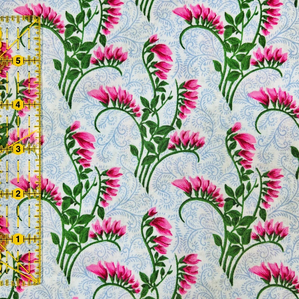 RJR Fashions Quilt Nouvelle Pink Coral Vine Floral Fabric 1 YARD 100% Cotton - Image 3 of 4